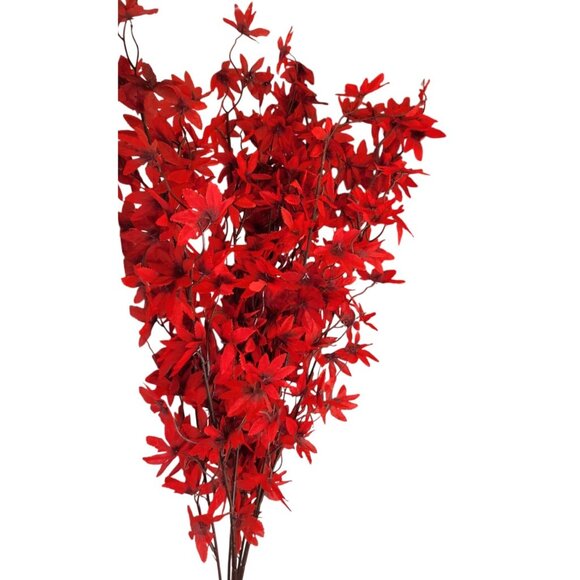 Artificial Red Maple Leaf Stems Fall Filler Floral Decor - Set Of 3 - Picture 6 of 14